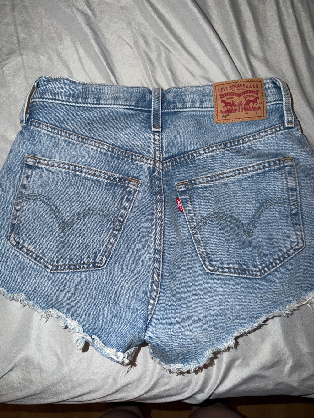 Levi's Light Blue Denim Cutoff Shorts with Frayed Hem